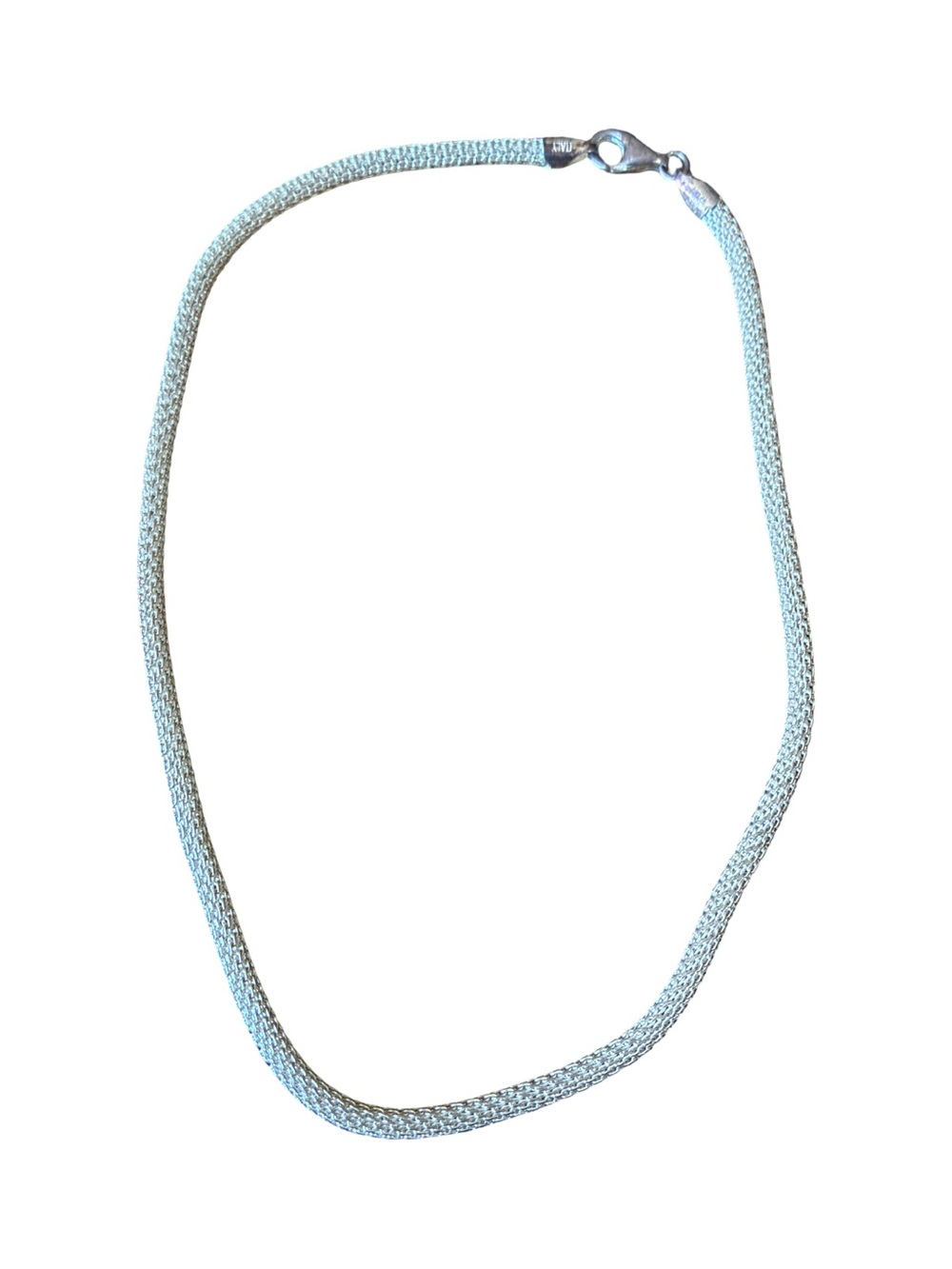 1990s Sterling Silver Woven Snake Chain Necklace - Silver